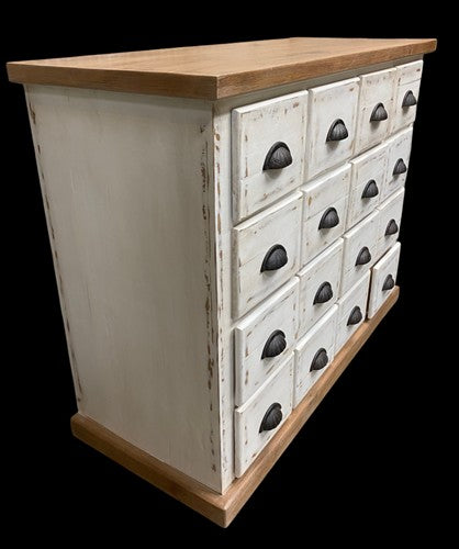 16 Drawer Natural-White Apothecary Cabinet Storage Chest Organizer Cabinet, B