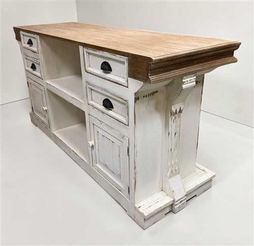 6' Store Counter, Kitchen Island, Natural-White Tavern Front Bar, Countertop, C