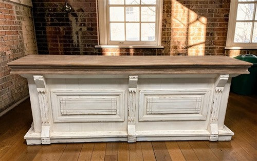 8' White-Natural Store Counter, Kitchen Island, Display Table Tavern Front Bar B
