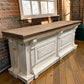 8' White-Natural Store Counter, Kitchen Island, Display Table Tavern Front Bar B
