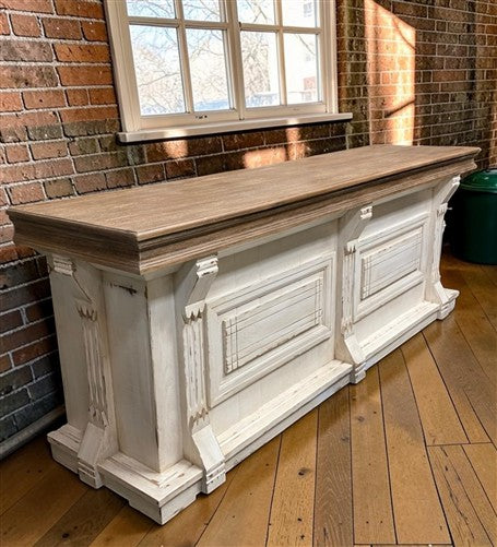 8' White-Natural Store Counter, Kitchen Island, Display Table Tavern Front Bar B
