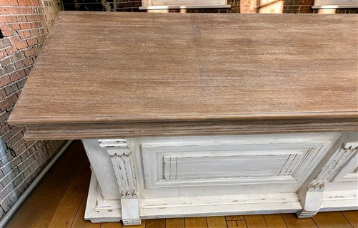 8' White-Natural Store Counter, Kitchen Island, Display Table Tavern Front Bar B