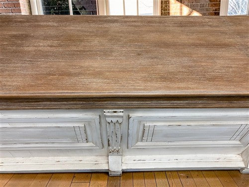 8' White-Natural Store Counter, Kitchen Island, Display Table Tavern Front Bar B
