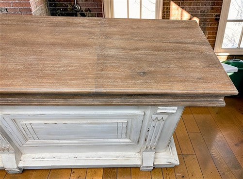 8' White-Natural Store Counter, Kitchen Island, Display Table Tavern Front Bar B