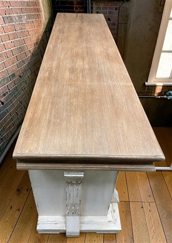 8' White-Natural Store Counter, Kitchen Island, Display Table Tavern Front Bar B