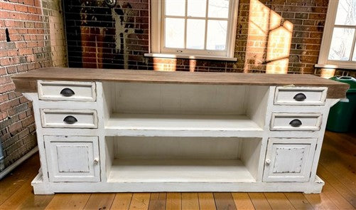 8' White-Natural Store Counter, Kitchen Island, Display Table Tavern Front Bar B