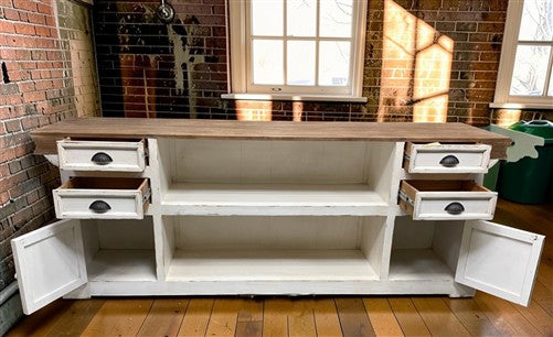 8' White-Natural Store Counter, Kitchen Island, Display Table Tavern Front Bar B
