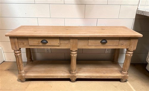 6' Kitchen Island with Drawers, Store Counter, Natural Display Harvest Table, A