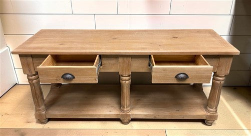 6' Kitchen Island with Drawers, Store Counter, Natural Display Harvest Table, A