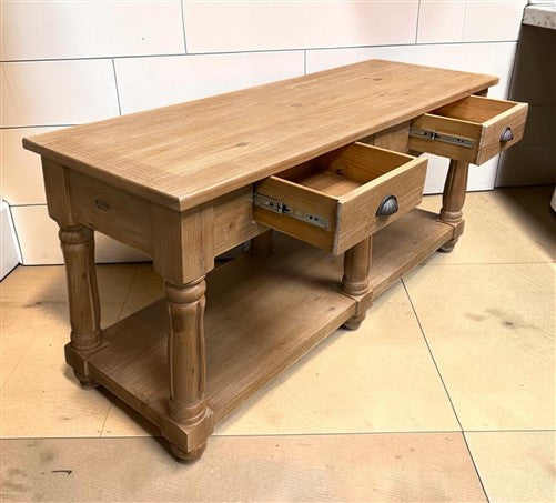 6' Kitchen Island with Drawers, Store Counter, Natural Display Harvest Table, A