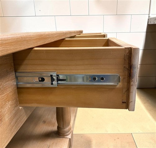 6' Kitchen Island with Drawers, Store Counter, Natural Display Harvest Table, A
