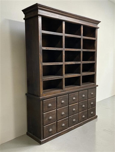 6' Dark Oak Display Cabinet China Hutch Bookcase Pharmacy Cabinet Apothecary A