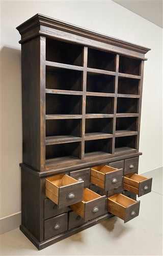 6' Dark Oak Display Cabinet China Hutch Bookcase Pharmacy Cabinet Apothecary A