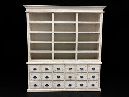 8' White Store Display Cabinet Hutch Bookcase Pharmacy Cabinet Apothecary B