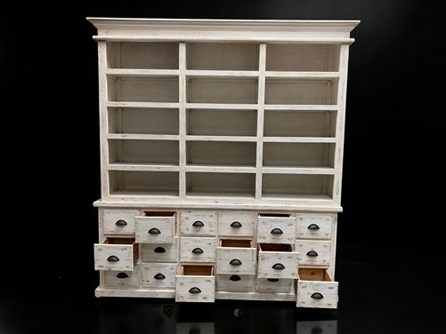 8' White Store Display Cabinet Hutch Bookcase Pharmacy Cabinet Apothecary B
