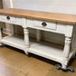 6' Kitchen Island with Drawers, Store Counter, Natural & White Harvest Table, A