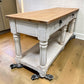 6' Kitchen Island with Drawers, Store Counter, Natural & White Harvest Table, A