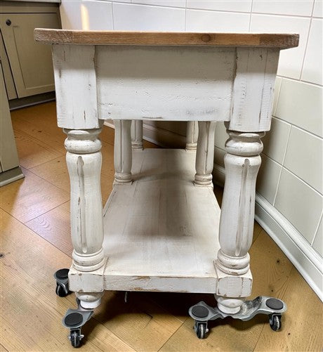 6' Kitchen Island with Drawers, Store Counter, Natural & White Harvest Table, A