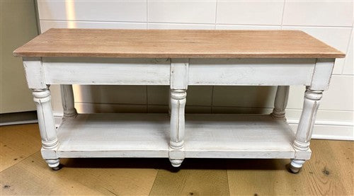 6' Kitchen Island with Drawers, Store Counter, Natural & White Harvest Table, A