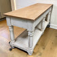 6' Kitchen Island with Drawers, Store Counter, Natural & White Harvest Table, A