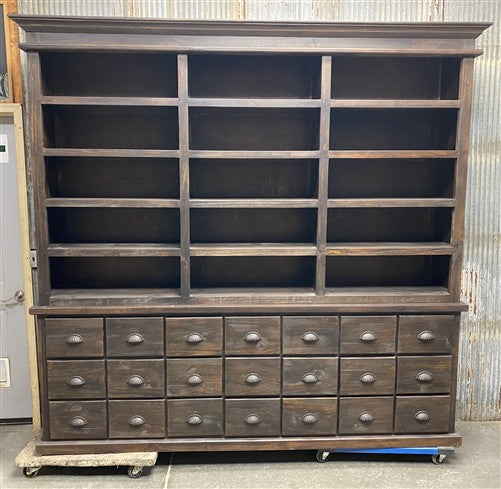 8' Dark Oak Display Cabinet China Hutch Bookcase Pharmacy Cabinet Apothecary B