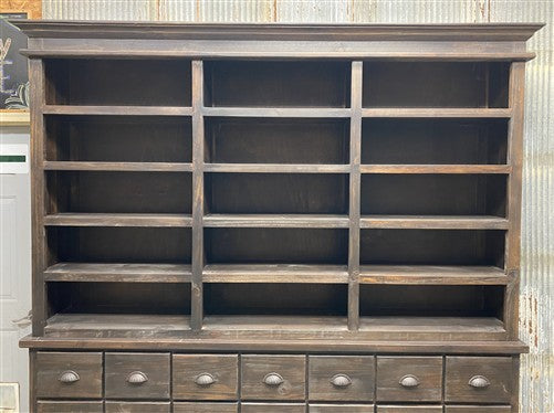 8' Dark Oak Display Cabinet China Hutch Bookcase Pharmacy Cabinet Apothecary B