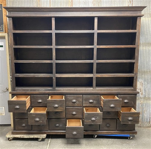 8' Dark Oak Display Cabinet China Hutch Bookcase Pharmacy Cabinet Apothecary B