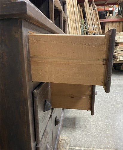 8' Dark Oak Display Cabinet China Hutch Bookcase Pharmacy Cabinet Apothecary B