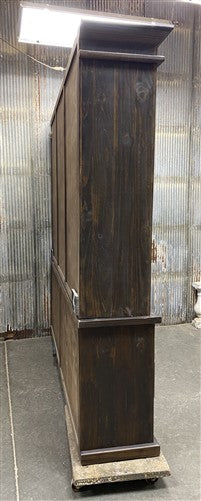 8' Dark Oak Display Cabinet China Hutch Bookcase Pharmacy Cabinet Apothecary B