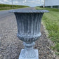 18" Tall Cast Iron Fluted Urn, Flower Pot Planter, Garden Patio Yard Art H1