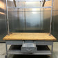 6' Industrial Butcher Block Table with Overhead Pot and Pan Rack, Kitchen Island