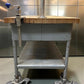 6' Industrial Butcher Block Table with Overhead Pot and Pan Rack, Kitchen Island