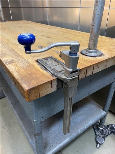 6' Industrial Butcher Block Table with Overhead Pot and Pan Rack, Kitchen Island