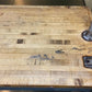 6' Industrial Butcher Block Table with Overhead Pot and Pan Rack, Kitchen Island