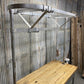 6' Industrial Butcher Block Table with Overhead Pot and Pan Rack, Kitchen Island