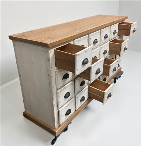 24 Drawer White & Natural Apothecary Cabinet Store Display Pharmacy Cupboard A