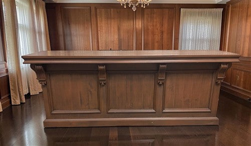8' Brown Store Counter, Retail Display, Checkout Cabinet, Kitchen Island B