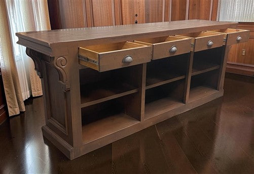 8' Brown Store Counter, Retail Display, Checkout Cabinet, Kitchen Island B