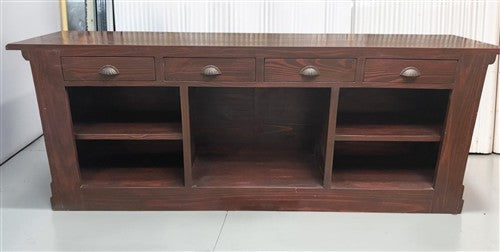 8' Brown Store Counter Retail Checkout Display Cabinet 4 Drawer Kitchen Island C