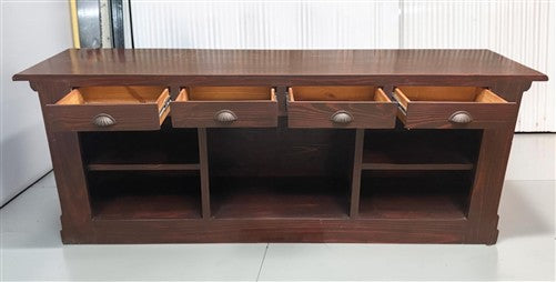 8' Brown Store Counter Retail Checkout Display Cabinet 4 Drawer Kitchen Island C