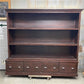 8' Brown Bookcase Display Cabinet 4 Drawer Rustic Open Front Library Shelving