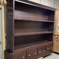 8' Brown Bookcase Display Cabinet 4 Drawer Rustic Open Front Library Shelving
