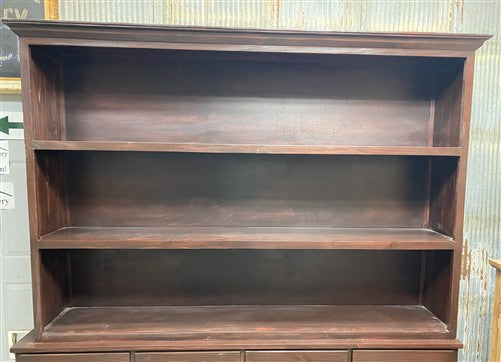8' Brown Bookcase Display Cabinet 4 Drawer Rustic Open Front Library Shelving