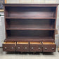 8' Brown Bookcase Display Cabinet 4 Drawer Rustic Open Front Library Shelving