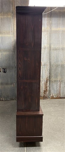 8' Brown Bookcase Display Cabinet 4 Drawer Rustic Open Front Library Shelving