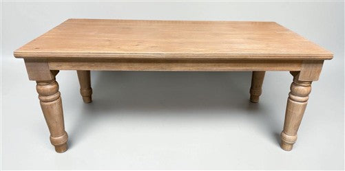 6' Natural Wood Dining Table, Farmhouse Rustic Turned Leg Kitchen Table A