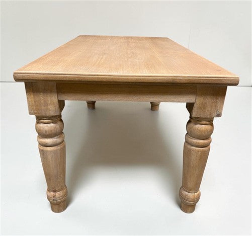 6' Natural Wood Dining Table, Farmhouse Rustic Turned Leg Kitchen Table A