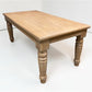 6' Natural Wood Dining Table, Farmhouse Rustic Turned Leg Kitchen Table A