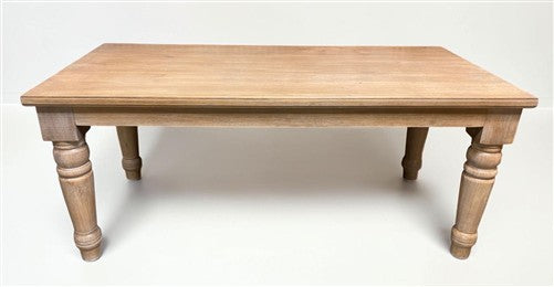 6' Natural Wood Dining Table, Farmhouse Rustic Turned Leg Kitchen Table A