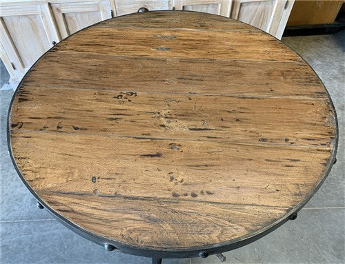 Modern Industrial Iron Age Crank Table, Round Bar Table, Kitchen Island Table, A